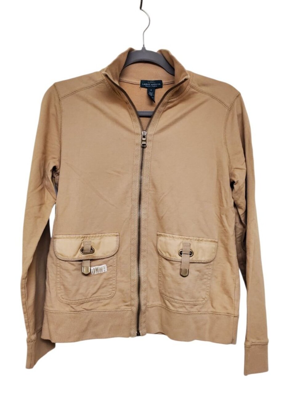 Lauren Ralph‎ Lauren Women's DIY Tan Utility Style Knit Zip Front Sweater Size S